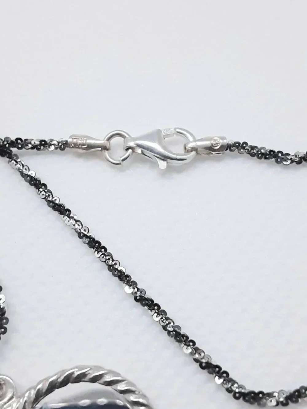 NEW 18 inch 925 oxidized wheat chain and mirrored heart pendant - Picture 4 of 12